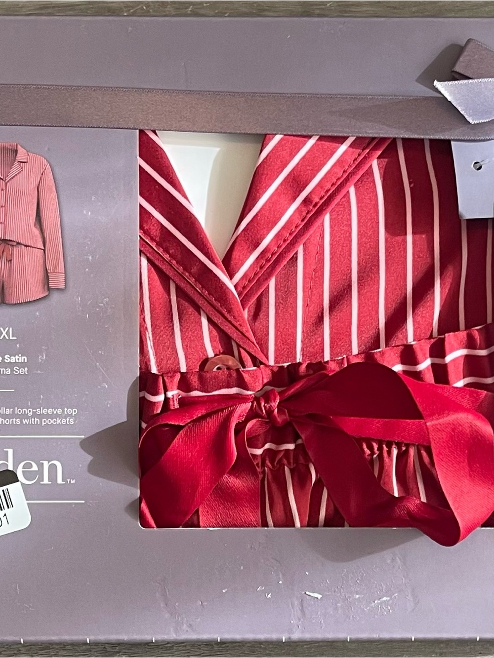 Auden Red W/ White Striped Satin Pajama Set